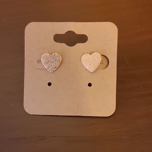 Gold Tone Heart Stud Earrings New Without Tags